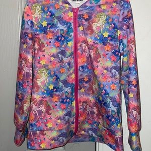 GUC size 4/5 lightweight jacket. Rainbows and unicorns. Some pilling.